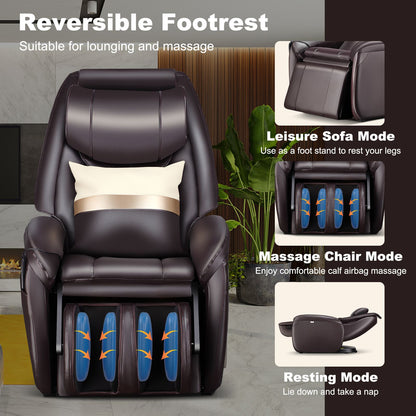 3D Zero Gravity Massage Chair with Full Body Massage and Back Heater-Brown