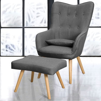 Soft Velvet Wingback Lounge Chair and Footstool