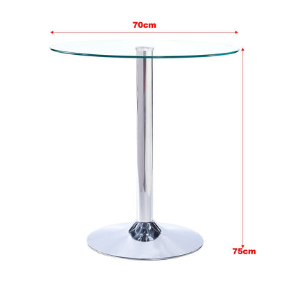 Small Round Clear Glass Top Dining Table with Pedestal Base