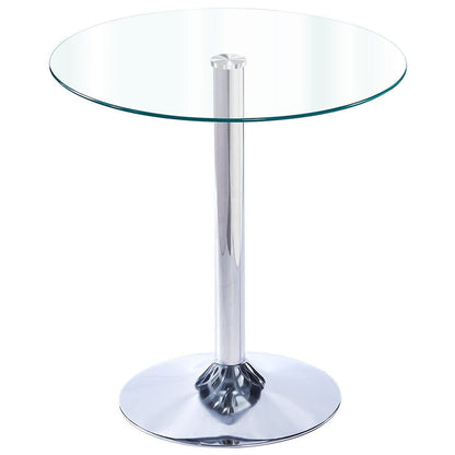 Small Round Clear Glass Top Dining Table with Pedestal Base
