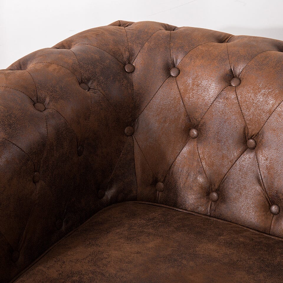 110cm Wide Retro Faux Leather Chesterfield Rolled Chair