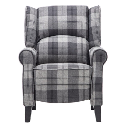 Tartan Upholstered Recliner Chair with Comfortable and Relaxing Footrest