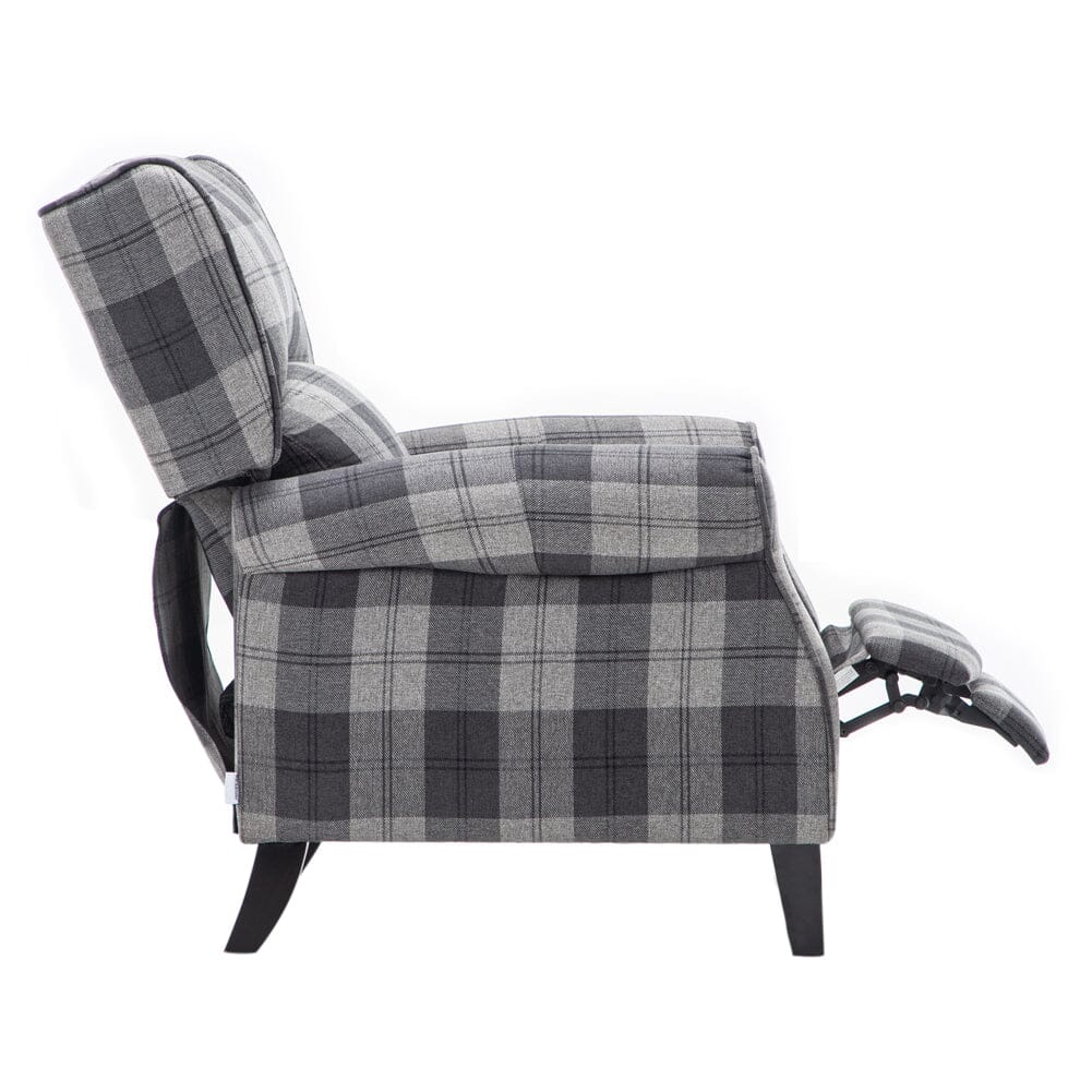 Tartan Upholstered Recliner Chair with Comfortable and Relaxing Footrest