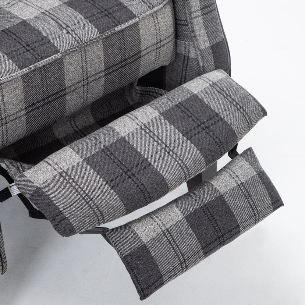 Tartan Upholstered Recliner Chair with Comfortable and Relaxing Footrest