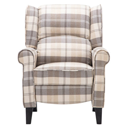 Tartan Upholstered Recliner Chair with Comfortable and Relaxing Footrest