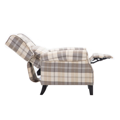 Tartan Upholstered Recliner Chair with Comfortable and Relaxing Footrest