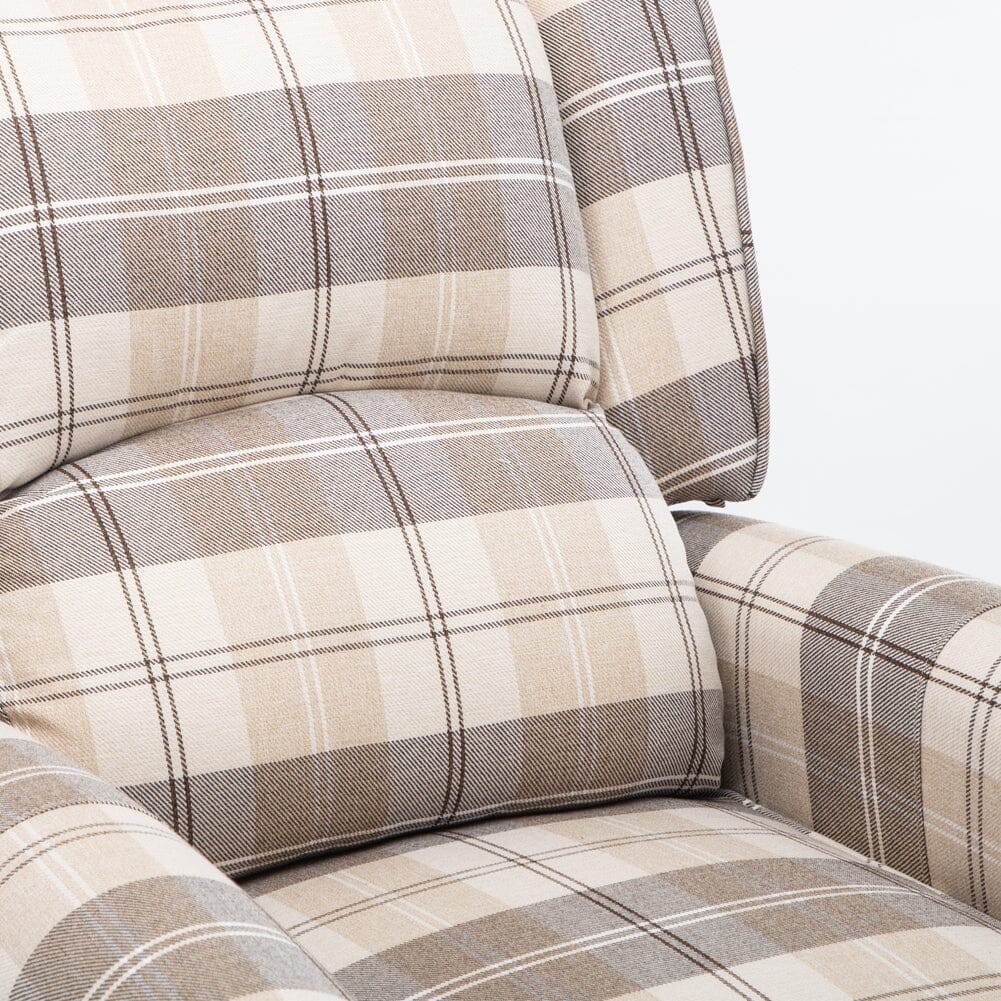 Tartan Upholstered Recliner Chair with Comfortable and Relaxing Footrest