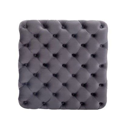 100cm W Grey Square Velvet Tufted Cocktail Footstool