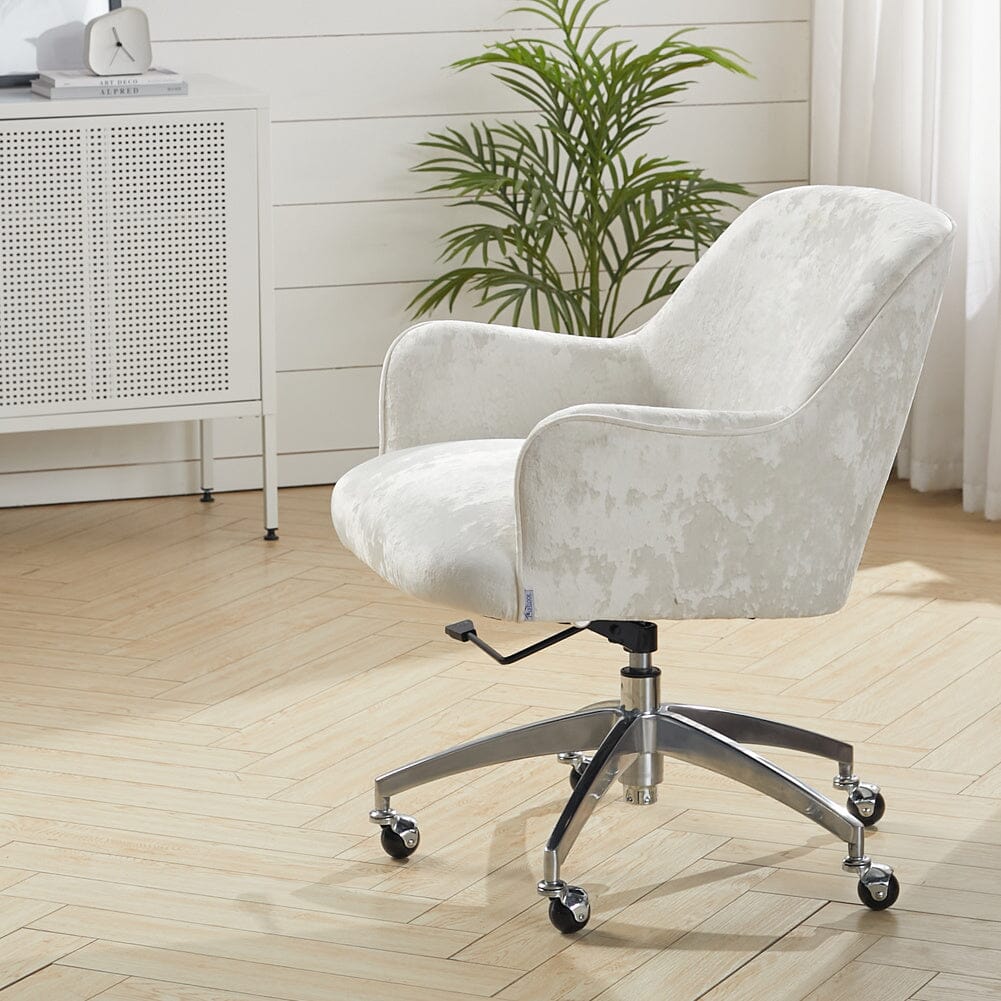 Velvet Upholstered Wheeled Swivel Office Chair