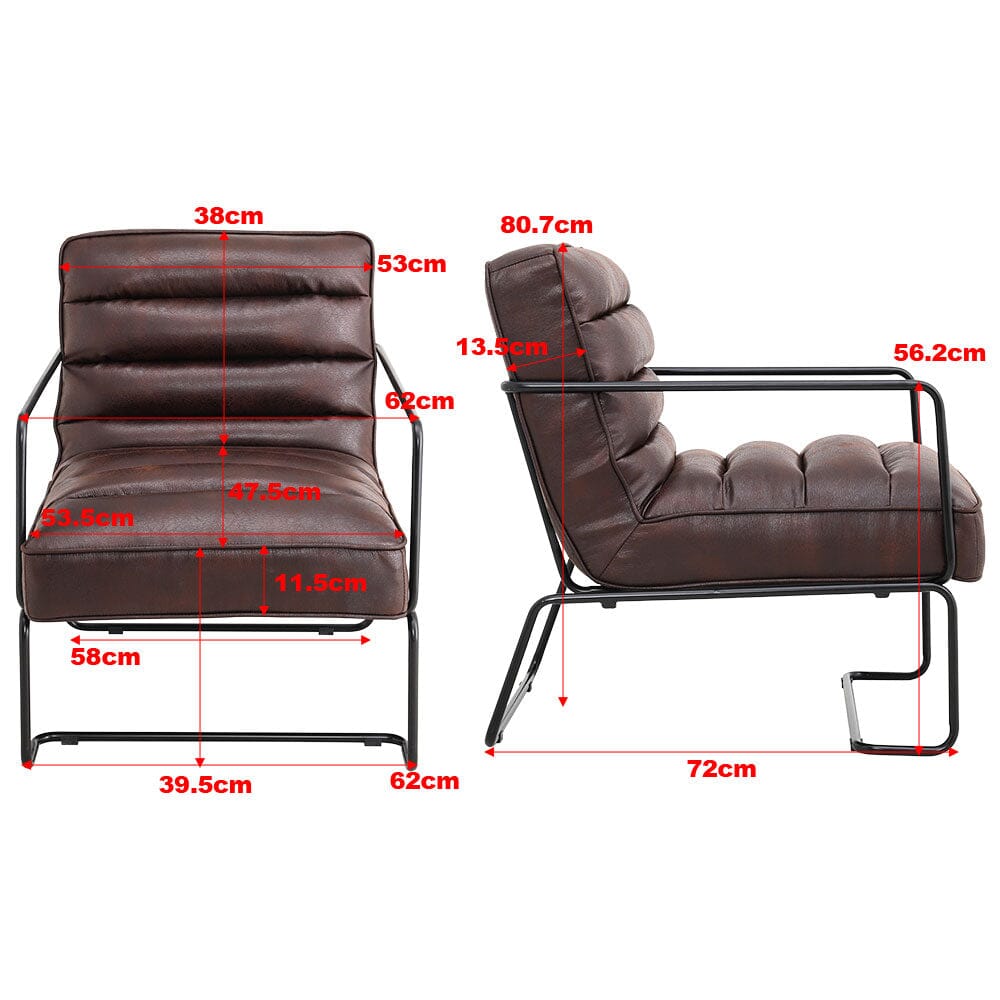 Retro Style PU leather Upholstered Armchair Metal Base Office Chair