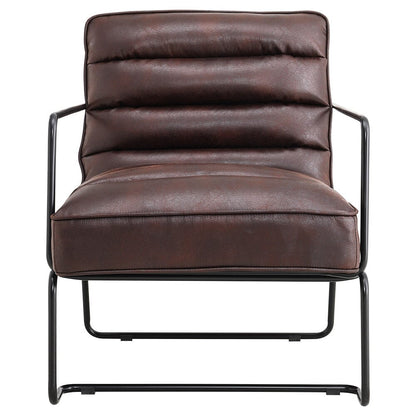 Retro Style PU leather Upholstered Armchair Metal Base Office Chair