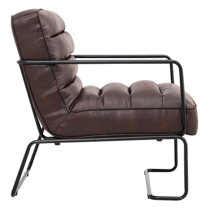 Retro Style PU leather Upholstered Armchair Metal Base Office Chair