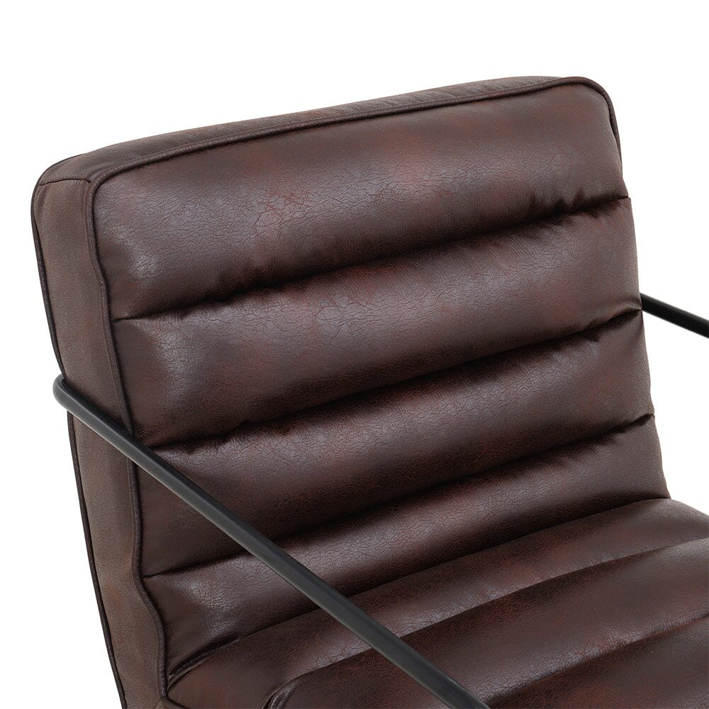 Retro Style PU leather Upholstered Armchair Metal Base Office Chair