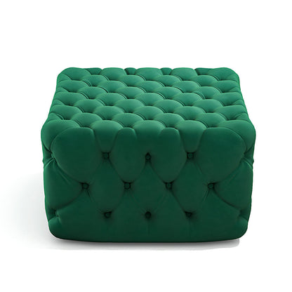 Deep Button Square Velvet Ottoman Footstool