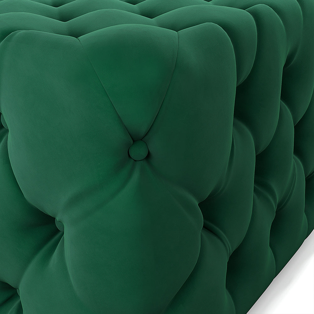 Deep Button Square Velvet Ottoman Footstool