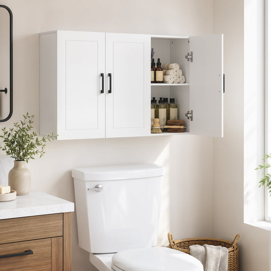 HOMCOM Bathroom Wall Cabinet in White, image 2