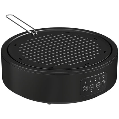 HOMCOM Electric Ceramic Hob with Grill Plate, Multifunctional 36cm Plug in Electric Hob with 4 Heat Levels for All Type Pot