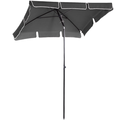Outsunny Garden Parasol Parasol, Parasol ogrodowy na targowisko zewnętrzne z falbankami i aluminiowym drążkiem, prostokątny, uchylny daszek przeciwsłoneczny, 2 x 1,3 m, szary