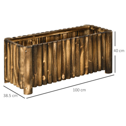 Raised Flower Bed Wooden Rectangualr Planter Container Box Wood 4 Feet