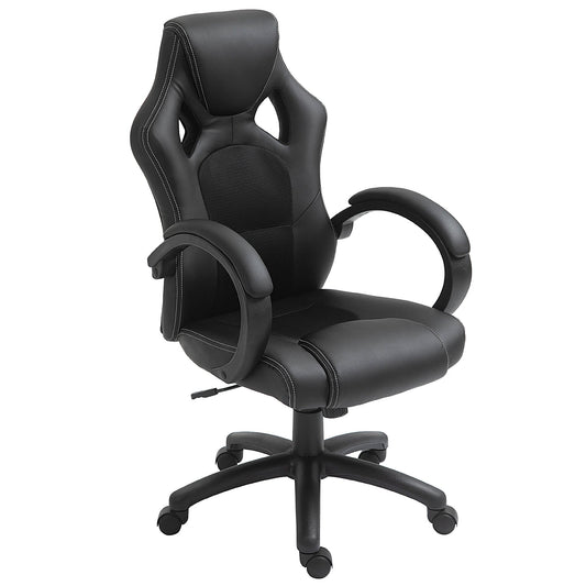 Vinsetto Office Chair Faux Leather Swivel Computer Desk Chair for Home Office with Wheels Armrests Black