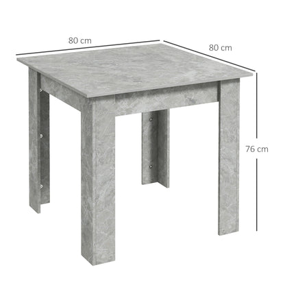 HOMCOM Square Dining Table, Modern Small Dining Table with Faux Cement Effect, Space Saving, Cement Grey
