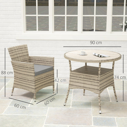 Outsunny Five-Piece Rattan Garden Set, with Two-Tier Table - Grey
