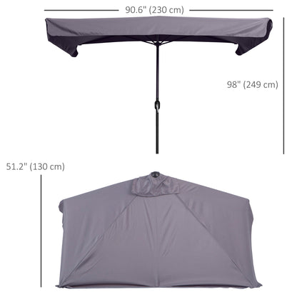 Outsunny 2.3m Half Parasol Semi Round Umbrella Patio Metal Frame Crank Handle for Balcony-- NO BASE INCLUDED, Grey