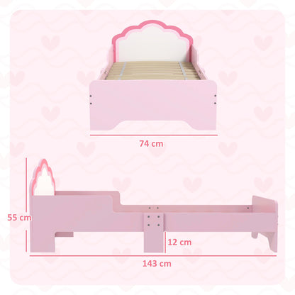 ZONEKIZ Toddler Bed Frame, Princess Bed for Kids, Cloud-Design, 143 x 74 x 55cm - Pink