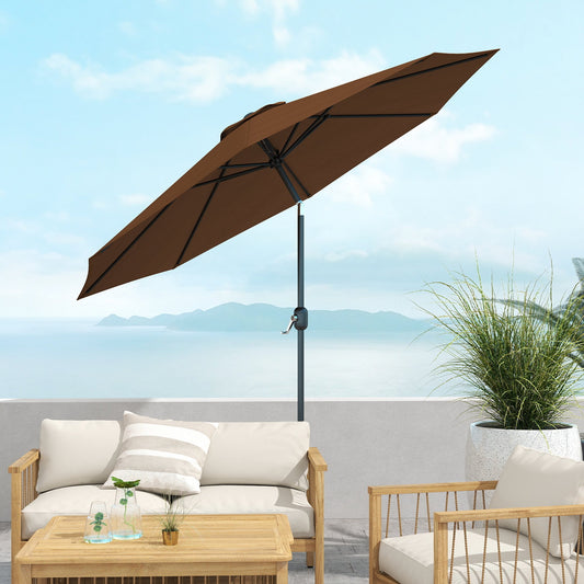 Outsunny 3(m) Parasol ogrodowy z odchylanym parasolem, zewnętrzny parasol przeciwsłoneczny z 8 żebrami, odchylany i korbowy uchwyt na balkon, ławkę, ogród, kawiarnię