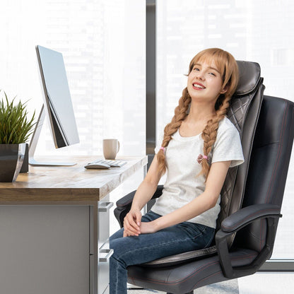 Back Massager with Heat Vibration and Removable Neck Pillow-Black