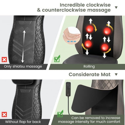 Back Massager with Heat Vibration and Removable Neck Pillow-Black