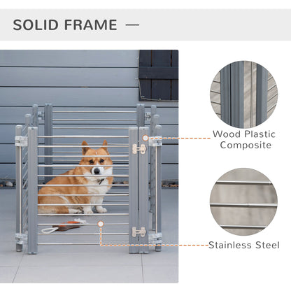 PawHut Dog Pen Adjustable Puppy Playpen Foldable Fence Indoor Outdoor Run Enclosure for Small Dogs with Gate Locks 64.5 cm High, Grey