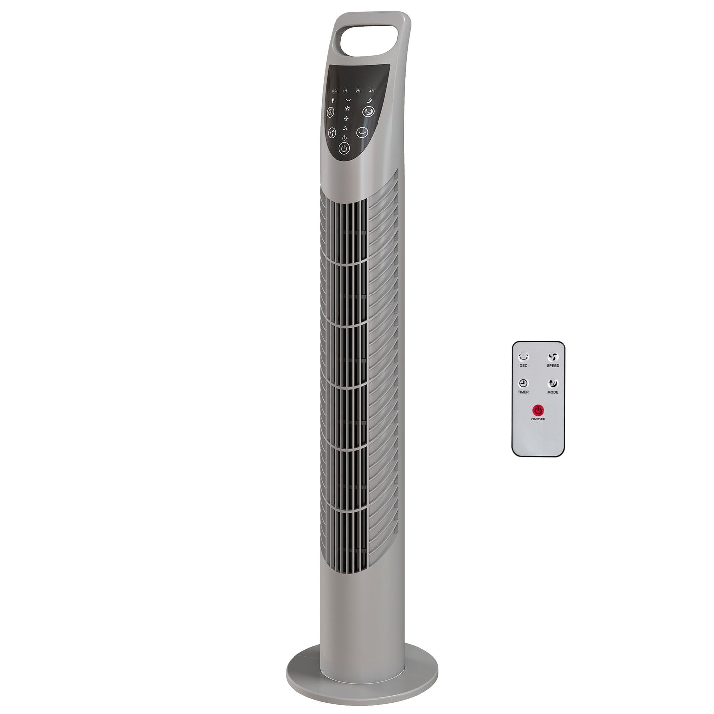 HOMCOM Tower Fan Oscillating 3 Speeds 3 Winds 40W w/ RC Timer Quiet - Grey