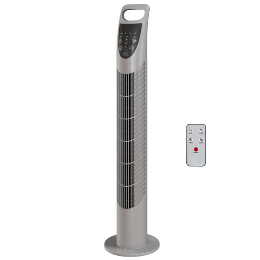 HOMCOM Tower Fan Oscillating 3 Speeds 3 Winds 40W w/ RC Timer Quiet - Grey