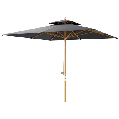 Outsunny 3 m Square Canopy Parasol - Black