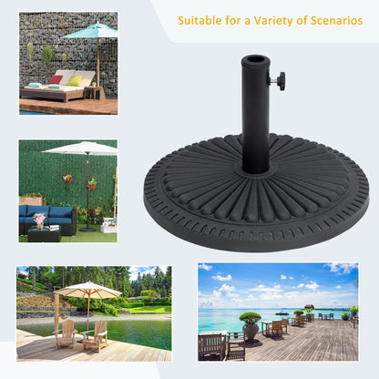 Outsunny 14kg Round Cement Parasol Base Umbrella Weight Stand Holder Fits _35mm,_38mm,_48mm Pole for Patio Outdoor Garden - Black