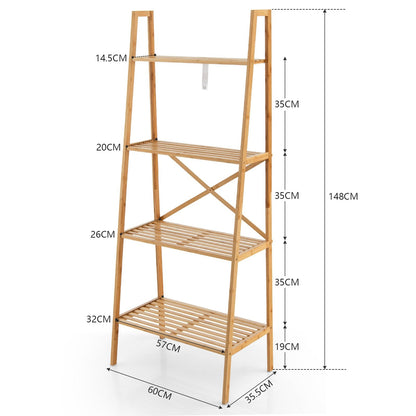 4-Tier Freestanding Bookcase with Anti-Toppling Device for Living Room-Natural