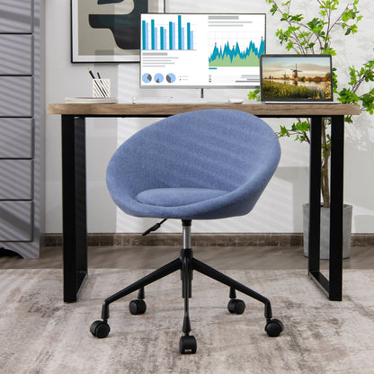 Modern Height Adjustable Swivel Accent Chair with Flexible Casters for Study Room and Make-up Room-Blue