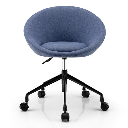 Modern Height Adjustable Swivel Accent Chair with Flexible Casters for Study Room and Make-up Room-Blue