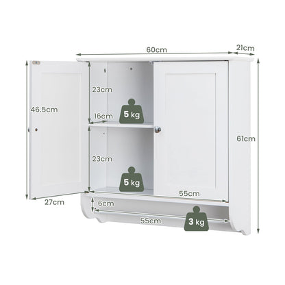 Wall Mounted Bathroom Cabinet with Adjustable Shelf-White