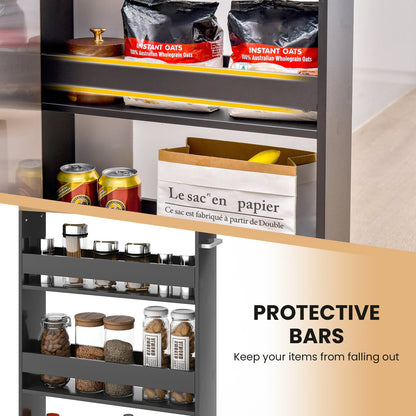 4-Tier Slide-out Rolling Slim Storage Trolley for Kitchen Dining Room-Grey
