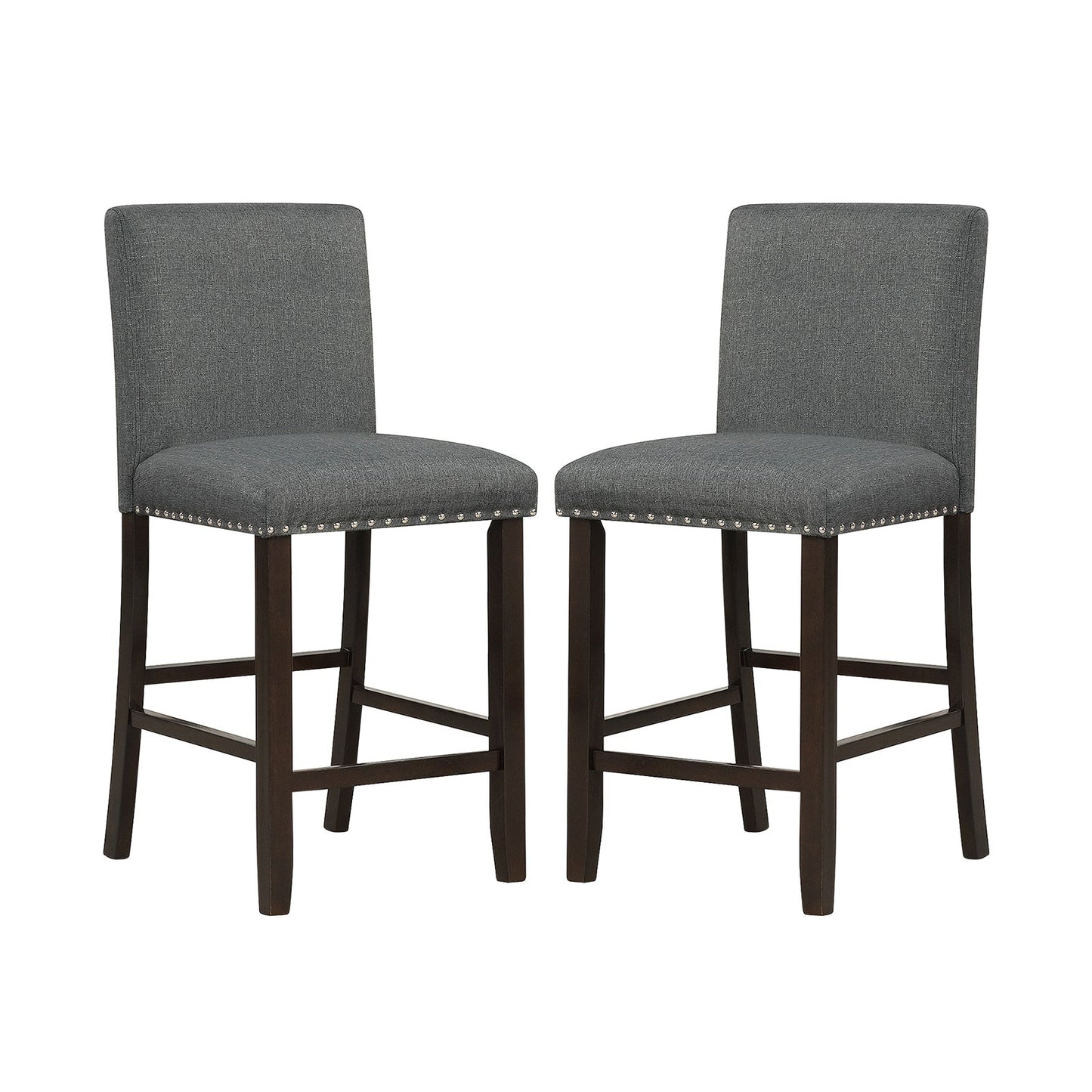 Upholstered Bar Stool Set of 2 for Dining Room Kitchen Restaurant-Grey