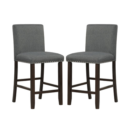 Upholstered Bar Stool Set of 2 for Dining Room Kitchen Restaurant-Grey