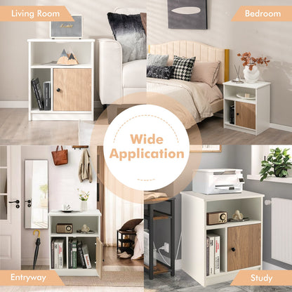 Set of 2 Modern Nightstands with Cable Management Hole-White