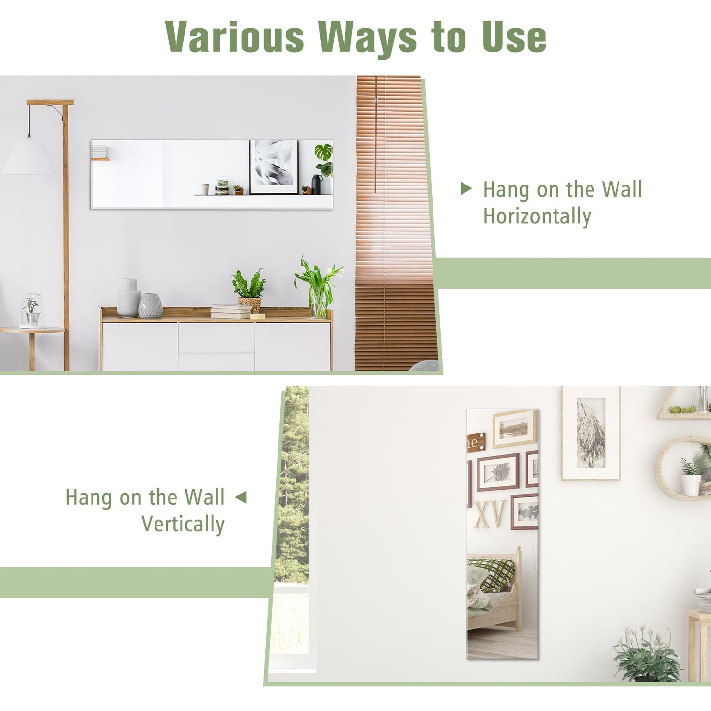 Full Length Wall Mounted Mirror for Bathroom Bedroom Entryway