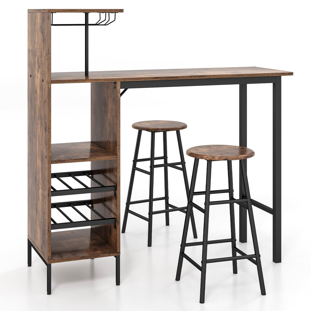 Counter Height Dining Table Set for Bistro Living Room-Dark Brown
