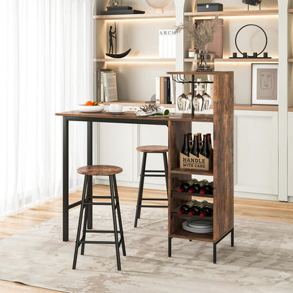 Counter Height Dining Table Set for Bistro Living Room-Dark Brown