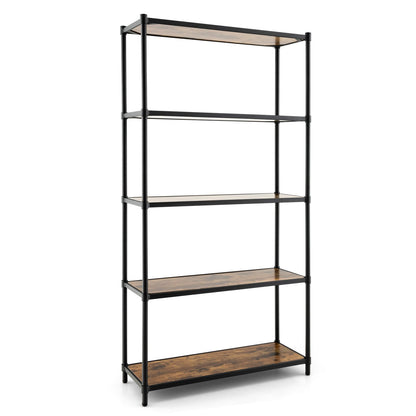 5-Tier Wooden Bookshelf for Living Room Bedroom and Office-Rustic Brown