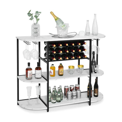 120 cm Coffee Bar Cabinet with Glass Holder for Kitchen-White