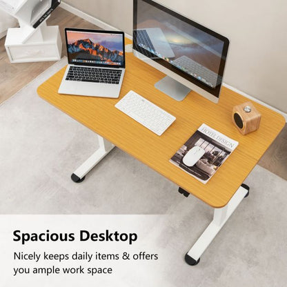 Electric Height Adjustable Standing Desk with Button Controller-Natural